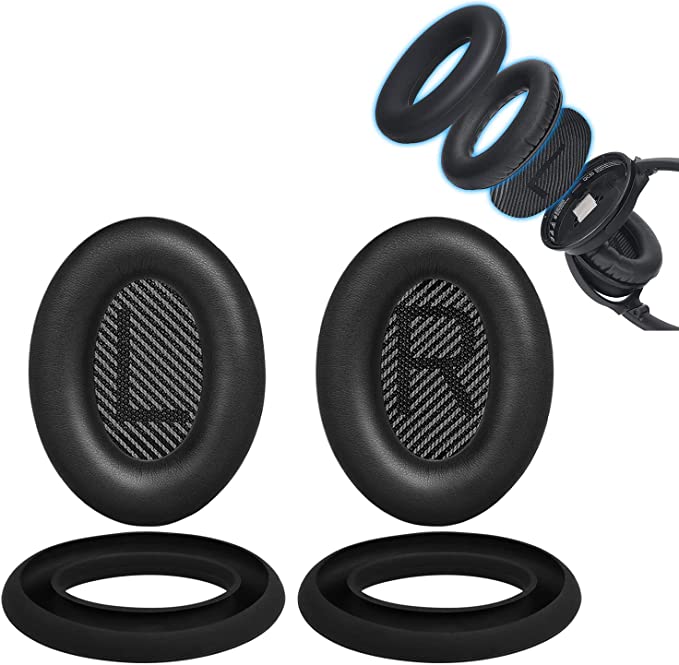 SOULWIT Replacement Ear Pads Cushions   Silicone Earpads Covers Protector Set, Compatible with Bose QuietComfort 35 (QC35) and Quiet Comfort 35 II (QC35 II) Over-Ear Headphones