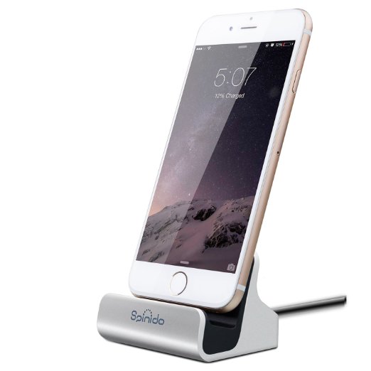 Spinido iPhone Dock with Lightning Cable Connector Charge and Sync Stand for Desk Compatible for Desk Compatible for iPhone 6 6 Plus 5 5S 5C
