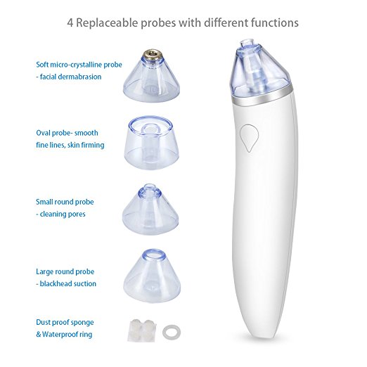 Electric Blackhead Remover, Transy Blackhead Vacuum Suction Remover Electric Facial Pore Cleanser with Microcrystalline Head Electric Skin Cleaner Blackhead Extraction Tool (white)
