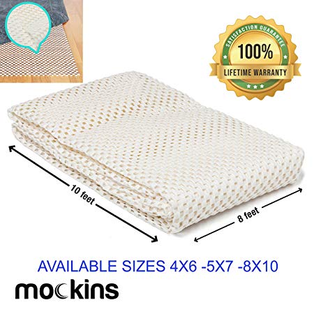 Mockins Premium Grip and Non Slip Rug Pad 8 x 10 feet Area Rug Pad | Keeps Your Rugs in Place and Safe On Any Hard Floor or Hard Surfaces | Reversible and Customizable