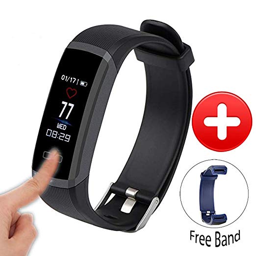 Waterproof Fitness Tracker with 24H Continuous Heart Rate Monitor,Color Touch Screen Smart Watch,Pedometer Smart Wristband,Real time Monitor Support Call Message SNS for Smartphone
