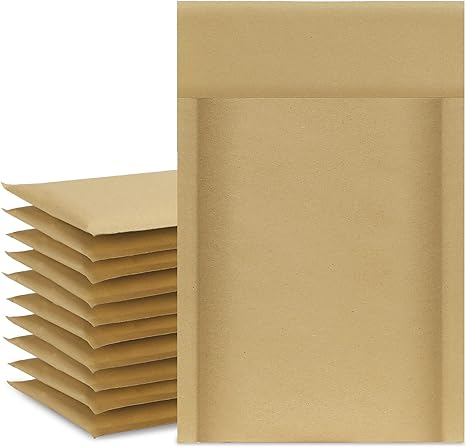 UCGOU Natural Kraft Bubble Mailers 4x8 Inch 50 Pack Brown Padded Envelopes #000 Small Business Mailing Packages Self Sealing Tear Resistant Boutique Bulk Shipping Bags for Jewelry Makeup Supplies