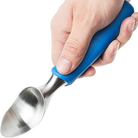 SUMO Ice Cream Scoop • Solid Stainless Steel • Non-slip Rubber Grip • Dishwasher Safe • Blue