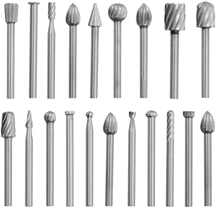 Xcsource 20pcs HSS Tungsten Carbide Rotary Cutting Burr Set Grinder Bit Round Shank Woodworking Carving Tools BI244