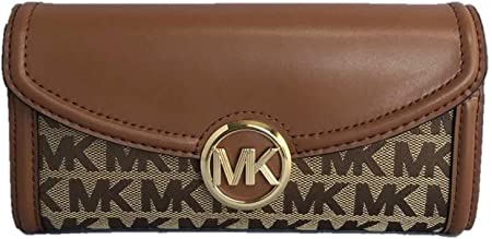 Michael Kors Fulton Signature Jacquard Large Flap Continental Wallet (2019) - Beige/Ebony/Luggage