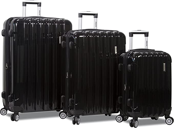 Dejuno Titan Jumbo Hardside 3-PC Spinner Luggage Set with TSA Lock, Black, One_Size