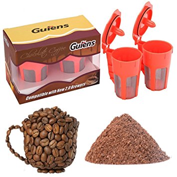 Gutens 2 Pack Reusable Carafe K-Cups Reusable coffee filter for Keurig 2.0 -K200, K300, K400, K500 Series