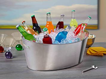 BirdRock Home Oval Party Beverage Tub - Holds Soda, Beer, Wine and Champagne - Stainless Steel