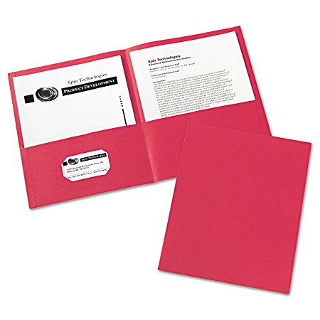 Avery 47989 Two-Pocket Folder, 40-Sheet Capacity, Red (Box of 25)