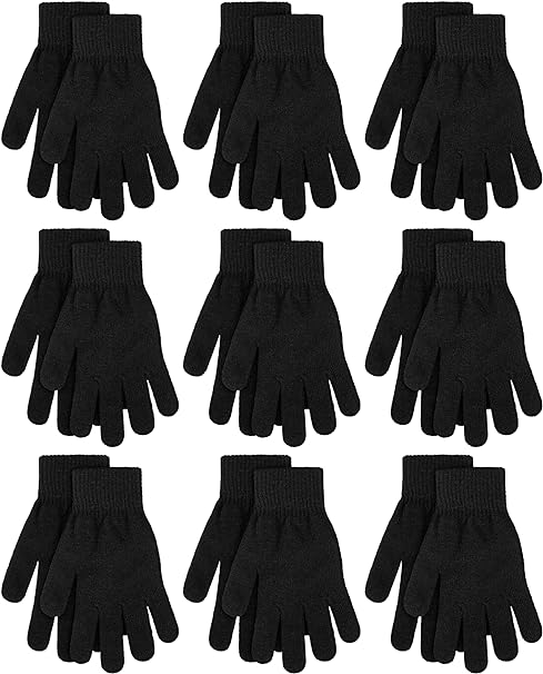 Cooraby 9 Pairs Winter Magic Gloves Adult Full Fingers Gloves Warm Stretchy Gloves for Men, Women or Teens