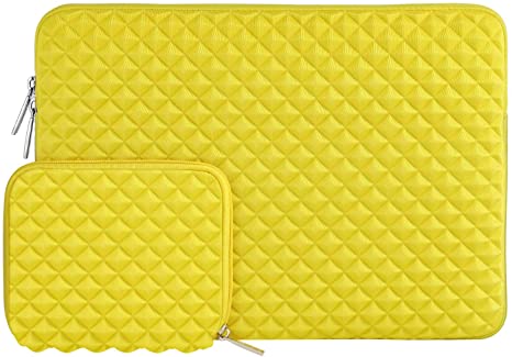 MOSISO Laptop Sleeve Compatible with 13-13.3 inch MacBook Pro, MacBook Air, Notebook Computer, Diamond Foam Neoprene Bag with Small Case, Yellow