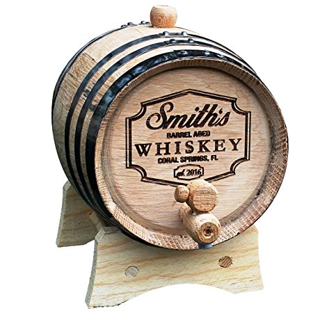 Personalized Whiskey Barrel - Engraved Wine Barrel - Custom Oak 2 Liter Barrel - Barrel Aged Design