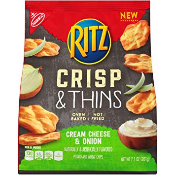 Ritz Crisp & Thins Cream Cheese & Onion Chips, 7.1 Ounce