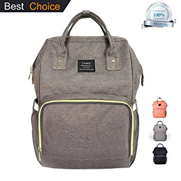 Baby Diaper Bag Travel Backpack for Mom/Dad, Large Capacity Tote Shoulder Bag Organizer Nappy Bags for Baby Care, Multi-Functional Waterproof, Grey