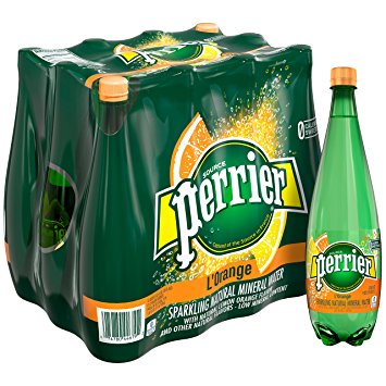 PERRIER L'Orange Flavored Sparkling Mineral Water (Lemon Orange Flavor), 16.9 fl oz. Plastic Bottles (Pack of 6)