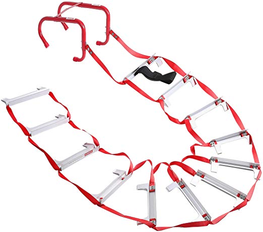 Emergency Fire Escape Ladder, Portable Ladder With Anti-Slip Rungs And Wide Steps V Center Support, Easy To Deploy & Easy To Store (2 Story - 15 Foot)