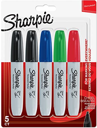 Sharpie Permanent Markers | Chisel Tip | Assorted Colours | 5 Count