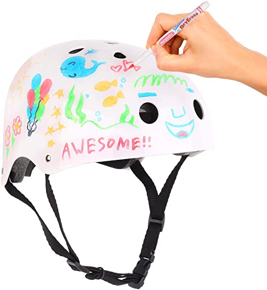 Crayola Kids Bike Helmet For Bike Scooter Skate, Dry Erase Surface, Markers Included, CPSC ASTM Certified, 11 Vents For Multi-sports Bike Scooter Roller Skate, Shock Absorbent EPS Inner Shell. Ages 5