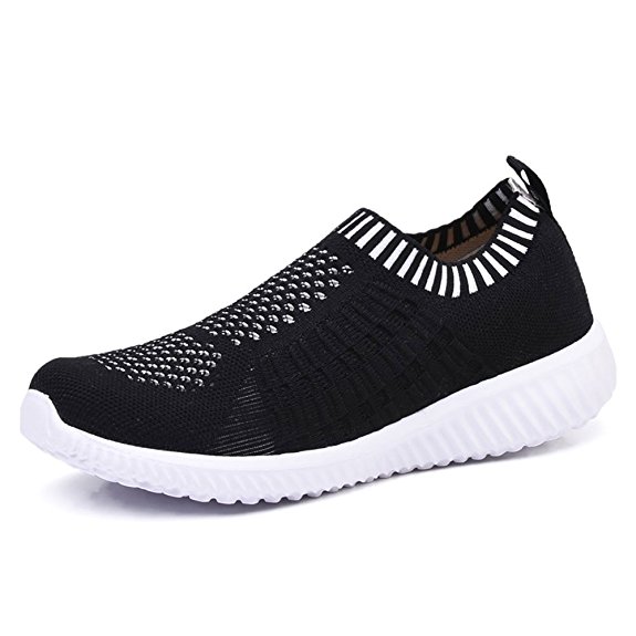 KONHILL Women's Lightweight Casual Walking Athletic Shoes Breathable Mesh Running Slip-On Sneakers