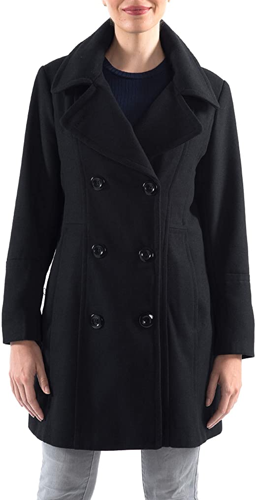 Alpine Swiss Norah Womens Wool Blend Double Breasted Peacoat