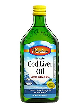 Carlson Labs Cod Liver Oil Nutritional Supplement, Lemon, 16.9 Fluid Ounce