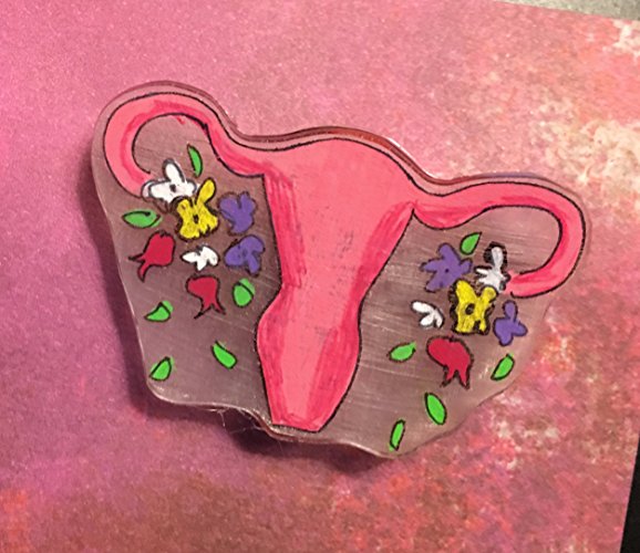 Feminist Uterus Flower Pin, Feminism pro choice handmade pins brooch