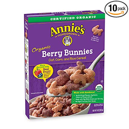 Annie's Organic Cereal, Berry Bunnies, Oat, Corn, Rice Cereal, 10.8 oz (Pack of 10)