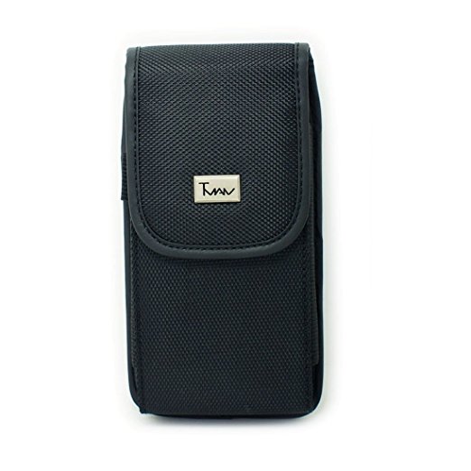 Heavy Duty Extra Large Vertical Smart Phone Case / Pouch / Holster with Belt Loop, Clip, Velcro 5.75 x 3 x 0.75