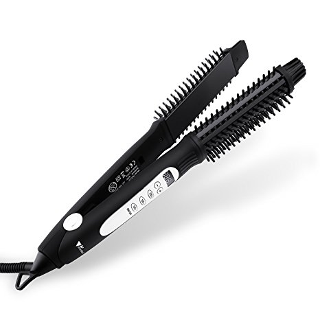 Amzdeal Ceramic Hot Brush 4-in-1 Hair Curlers & Hair Straighteners