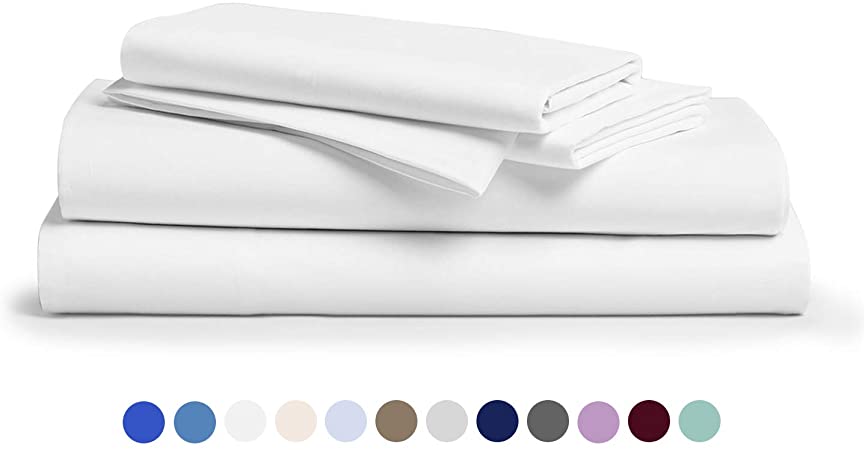Comfy Sheets 100% Egyptian Cotton Sheets - 1000 Thread Count 4 Pc Queen White Bed Sheet with Pillowcases, Premium Hotel Quality Fits Mattress Up to 18'' Deep Pocket.