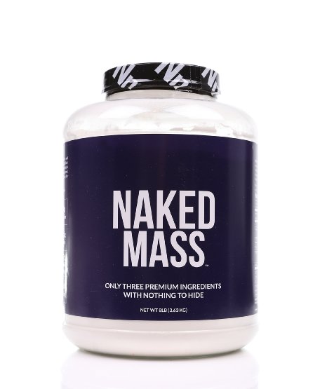 Naked Mass - All Natural Weight Gainer Protein Powder - 8lb Bulk GMO Free Gluten Free and Soy Free No Artificial Ingredients - 1250 Calories - 11 Servings