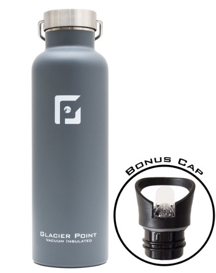 Glacier Point Vacuum Insulated Stainless Steel Water Bottle 25oz17oz Double Walled Construction Premium Powder Coating Zero Condensation