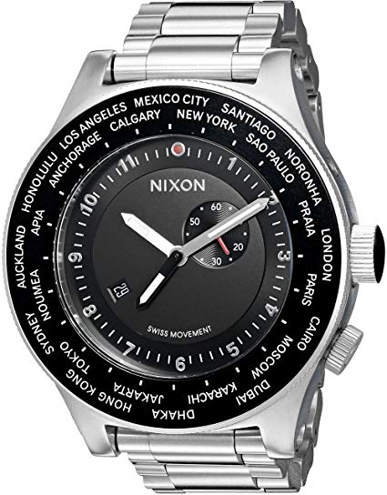 Nixon Men's A379000-00 Passport SS Analog Display Japanese Quartz Silver Watch