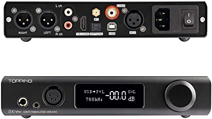 Topping DX7 Pro ES9038Pro DAC Bluetooth 5.0 32Bit/768kHz DSD1024 LDAC Hi-Res Decoder Headphone Amplifier (Black)