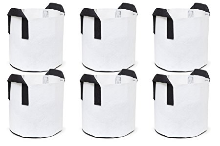 247Garden 6-Pack 3 Gallon Grow Bags /Aeration Fabric Pots w/Handles (White)