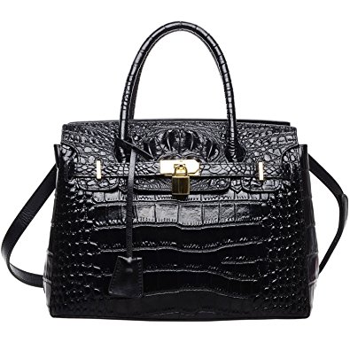 Pijushi Classic Embossed Crocodile Purse Genuine Leather Office Ladies Handbags Satchel Padlock Tote Bag