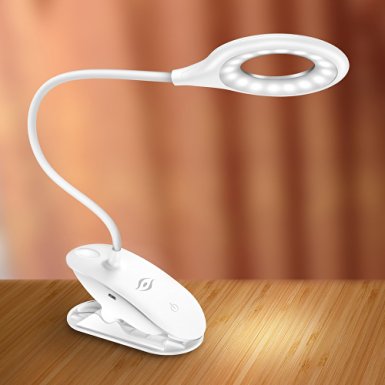 Walkas LED Desk Lamp Eye Care Table Lamp,Touch Sensor Kids Learning Clip Lamp,5V/1A USB Charging Port Light with Adjustable Gooseneck for Home, Pc, Reading, Studying, Working (White) (White-T6)