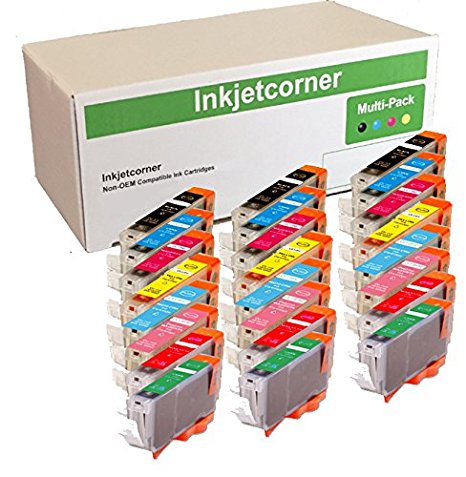 Inkjetcorner 24 Pack Compatible Ink Cartridges for CLI-8 Pro9000 Mark II (3 Black, 3 Cyan, 3 Magenta, 3 Yellow, 3 Photo Cyan, 3 x Photo Magenta, 3 Red, 3 Green)