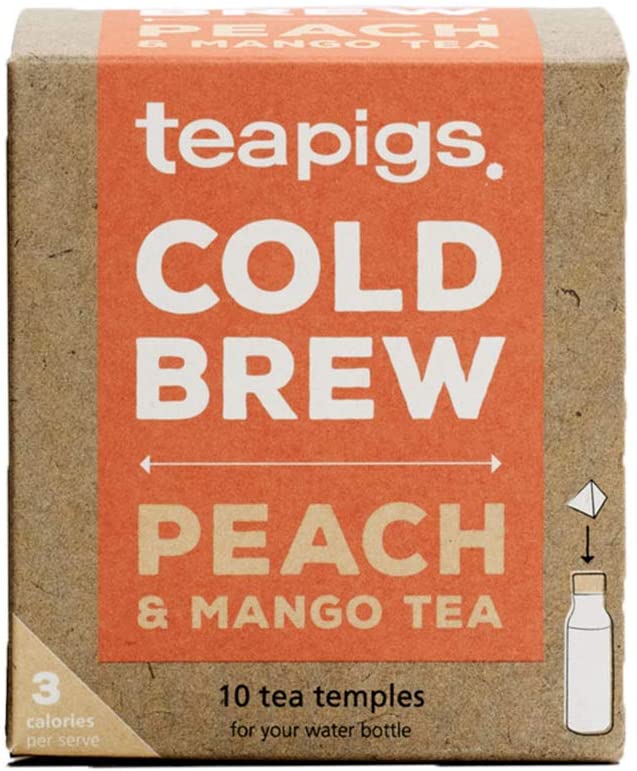 Teapigs Peach and Mango Cold Brew Made with Whole Fruit (1 Pack of 10 Tea Bags)