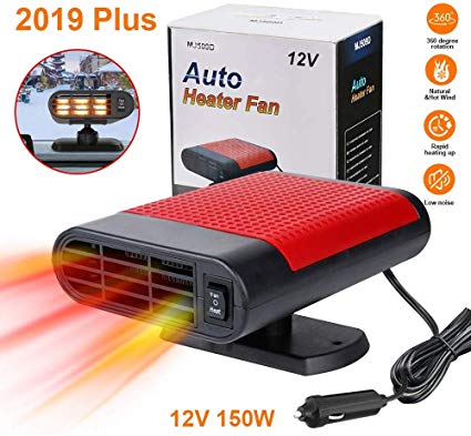 Car Heater Defroster, 2019 Upgrade Portable Car Heaters Fast Heating Quickly Defrost Defogger Demister Vehicle Heat Cooling Fan Auto Windshield Ceramic Heater Plug in Cigarette Lighter, 12V 150W (Red)