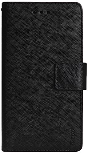Reiko Premium Wallet Case with Stand, Flip Cover and 3 Card Holder for Motorola Nexus 6/Google Nexus X - Retail Packaging - Black
