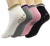Attmu Non Slip Skid Yoga Pilates Socks with Grips Cotton for Women