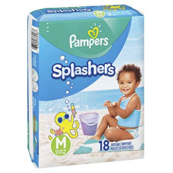 Pampers Splashers Swim Diapers Disposable Swim Pants, Medium (20-33 lb), 18 Count (Pack of 2)