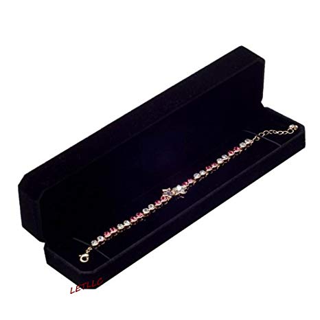 Lily Treacy Deluxe Black Velvet Bracelet Necklace Watch Box Case Pendant Chain Gift, Holidays