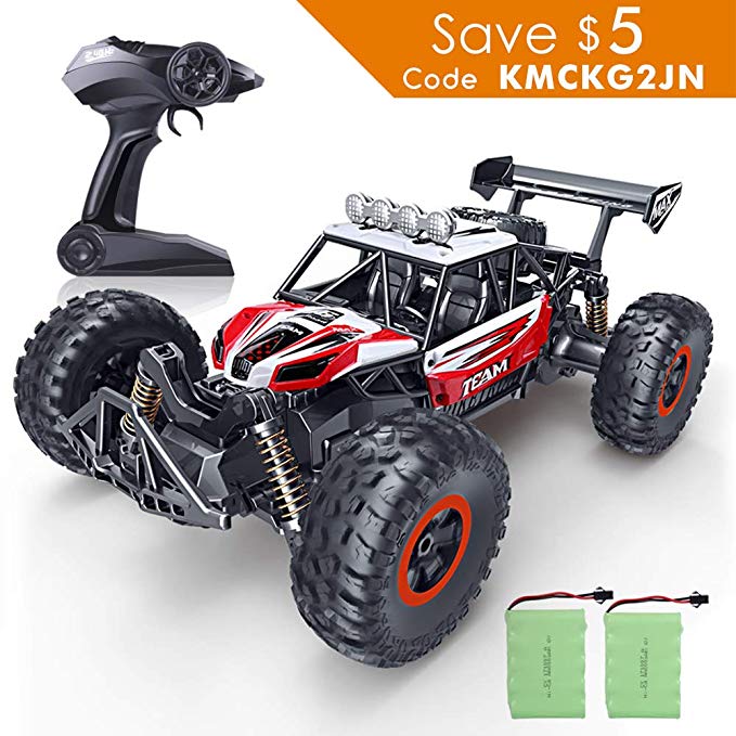 RC Car, SPESXFUN 2018 Newest 2.4 GHz High Speed Remote Control Car, 1/16 Scale Off Road RC Trucks with Two Rechargeable Batteries, Racing Toy Car for All Adults and Kids(Red)