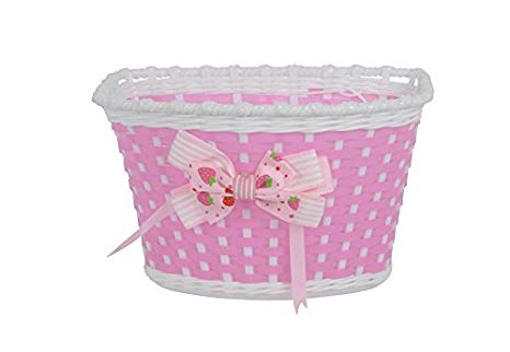 Childrens Bike Basket - Pink With Bow On Front