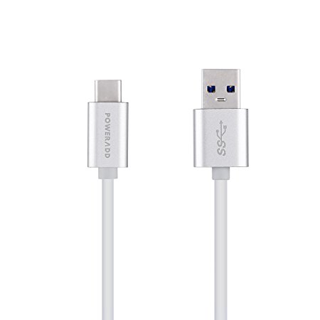 USB Type C Cable, Poweradd USB 3.1 Type C Male to Standard USB 3.0 Male Charge & Sync Cable 4 Ft/1.2m with Reversible Connector for Type-C Supported Devices - Silver