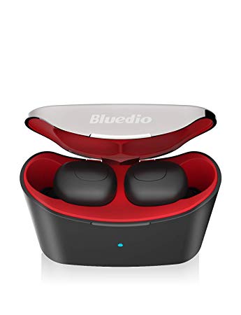 Bluedio T-Elf(GT version) True Wireless Earbuds Headphones, 35Hrs Bluetooth 5.0 Auto Pairing in-Ear Earphones, Wireless Headset with Charging Case (Red)
