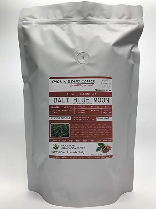 Asia/Indonesia, Bali Blue Moon (2-Pound Bag) Premium Arabica Coffee Freshly Custom Roasted Today (Espresso Roast/Whole Bean) Customized Roast Or Grind Is Available By Messaging Us At Time Checkout