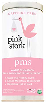 Pink Stork PMS Tea: Warm Cinnamon Tea, USDA Organic Loose Leaf in Biodegradable Sachets, Supports Healthy Cycle & Eases Discomfort, 30 Cups, Caffeine Free